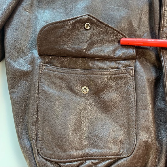 Vtg Cooper Jacket Men 46L Brown Type A2 Flight Bomber Goat Leather Military Coat - Picture 5 of 16